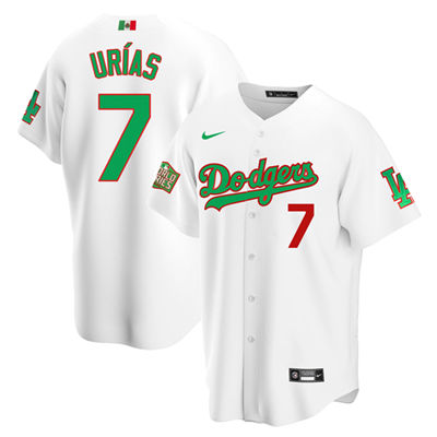 Men's Los Angeles Dodgers White #7 Julio Urias White Green MLB Mexico 2020 World Series Stitched Jersey Men's Los Angeles Dodgers White #7 Julio Urias White Green MLB Mexico 2020 World Series Stitched Jersey